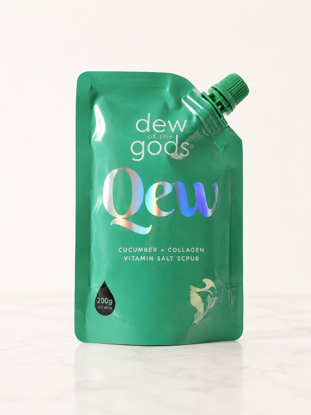 Dew Of The Gods Qew Cucumber Collagen Vitamin Salt Scrub 200g NWT Body Care